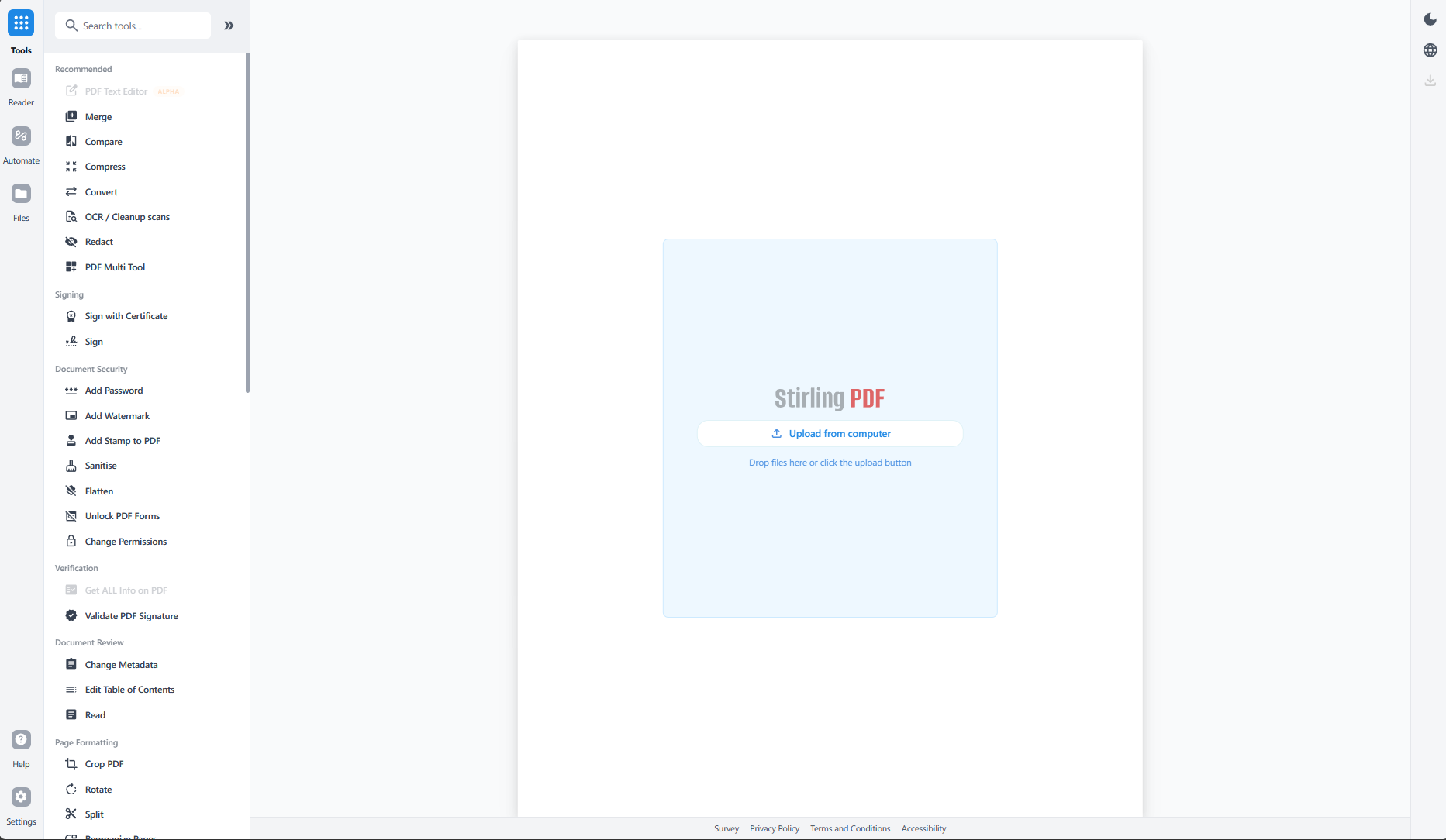 Stirling PDF - Dashboard
